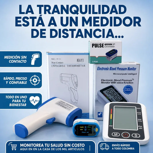 Combo Kit de Bienestar en Casa – Termómetro, Oxímetro y Tensiómetro 🩺