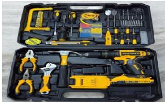 Kit de herramientas con taladro